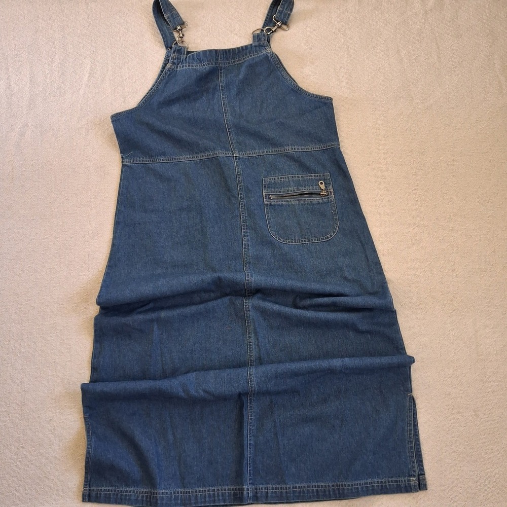adriana sport vintage 90s denim jumper buckle dress cottagecore pinafore med